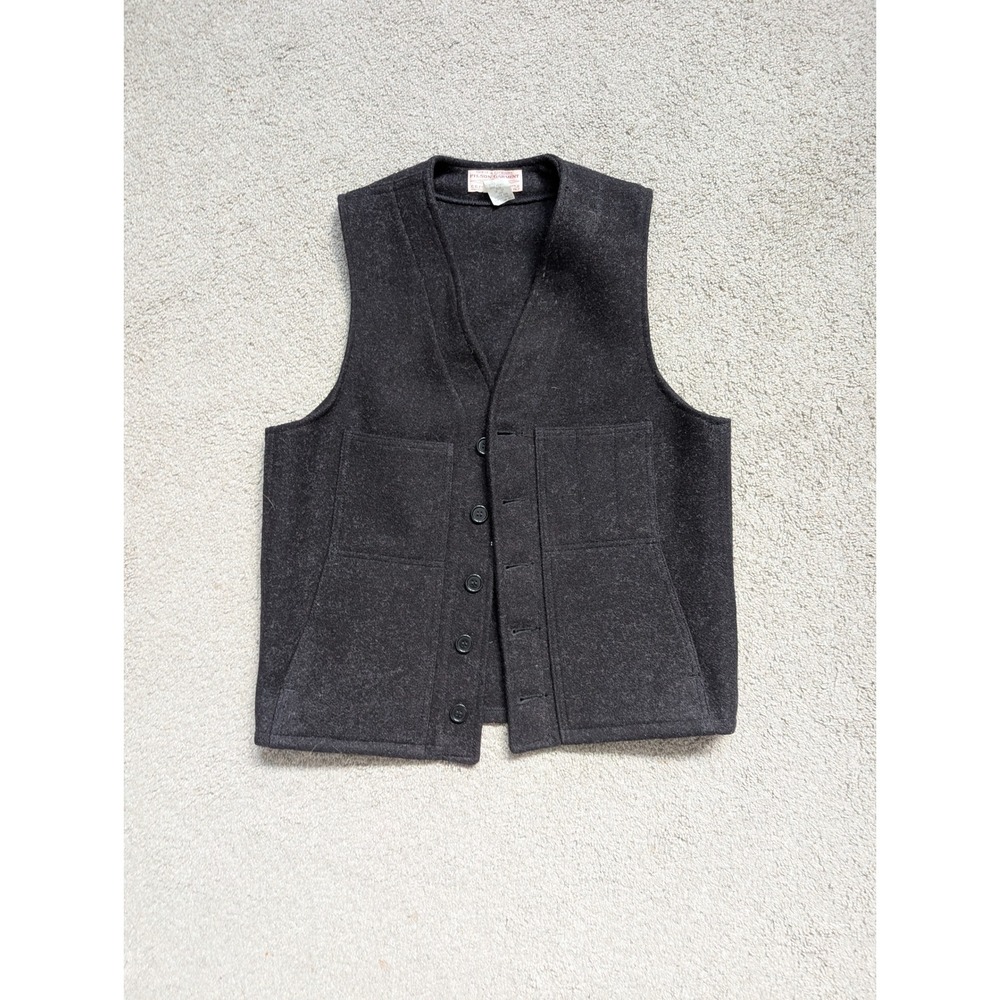 Filson 10055 Mackinaw Wool Vest Mens 38 100% Virgin Wool Charcoal Gray USA Made